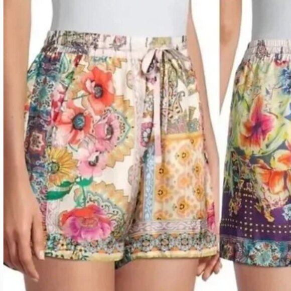 Johnny Was, Logan Remy Multi Print Multi Color Shorts with Pockets Sz S - Picture 1 of 7